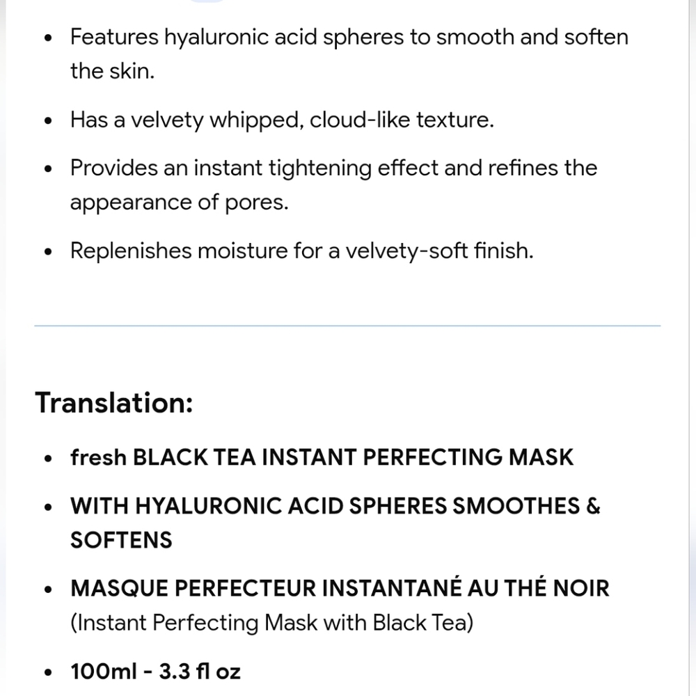 NIB Fresh Black Tea Instant Perfecting Mask 3.3 fl Sealed - Picture 4 of 7